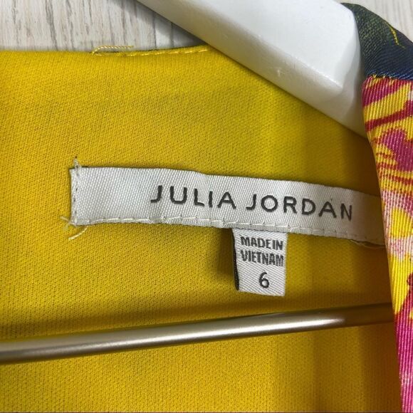 Julia Jordan Flutter Sleeve Tie Front Midi Dress Yellow Floral Size 6 - Picture 5 of 9